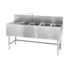 image of Eagle Group B5L-4-24 60" Underbar Sink Units, 4 Compartment with Left Drainboard