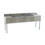 image of Eagle Group B6C-4-18 72" Underbar Sink Units, 4 Compartment with 2 Drainboards