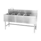 image of Eagle Group B6R-4-24 72" Underbar Sink Units, 4 Compartment with Right Drainboard