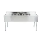 image of Eagle Group B8C-18 96" Underbar Sink Units, 3 Compartment with 2 Drainboards