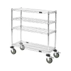 image of Quantum WRC-1448WSC Chrome Wine Display/Worktable Cart - 48"W X 14"D X 40"H