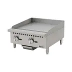 image of Migali C-G24 24" Countertop Manual Gas Griddle, 3/4" Smooth Steel Plate, 60.000 BTU