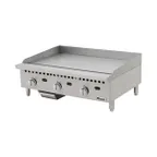image of Migali C-G36T 36" Countertop Thermostatic Gas Griddle, 3/4" Smooth Steel Plate, 75.000 BTU
