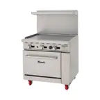 image of Migali C-RO-36G-LP 36" LP Gas Restaurant Range w/ 36" Full Griddle, Standard Oven, 102.000 BTU