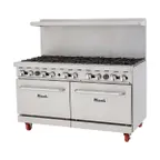image of Migali C-RO10B-LP 10 Burners 60" LP Gas Restaurant Range w/ (2) Standard Ovens, 284.000 BTU