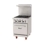 image of Migali C-RO4B-NG 24" Natural Gas Restaurant Range, (4) Open Burners, Standard Oven, 124.000 BTU