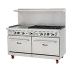 image of Migali C-RO6B-24GL-LP 6 Burners 60" LP Gas Range, 24" Griddle, 2 Standard Ovens, 240.000 BTU