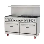 image of Migali C-RO6B-24GL-NG 6 Burners 60" Gas Range, 24" Griddle, 2 Standard Ovens, 252.000 BTU