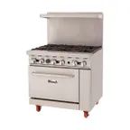 image of Migali C-RO6B-LP 6 Burner 36"  LP Gas Restaurant Range  w/ Standard Oven, 165.000 BTU