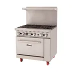 image of Migali C-RO6B-NG 36 Burner 36"  Natural Gas Restaurant Range  w/ Standard Oven, 177.000 BTU