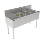 image of Perlick TS48M3-DBL Underbar Sink Units, 3 Compartment with Left Drainboard
