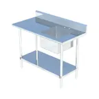 image of Sapphire Manufacturing SMTPS-2448R 48" Work Table with Prep Sink, Bowl On Right - 16 Gauge