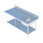 image of Sapphire Manufacturing SMTPS-3060R 60" Work Table with Prep Sink, Bowl On Right - 16 Gauge