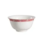 image of CAC China 105-63 Red Gate Rice Bowl, 6 oz., 3-3/4" Dia x 1-7/8" H, Porcelain, Red/Bone White, 1 Dozen