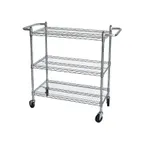 image of CACChina ACCW-1836S 3‑Tier Utility Cart, 36"L x 18"W x 42"H, Chrome Plated Steel, NSF‑KD, 3 Shelves