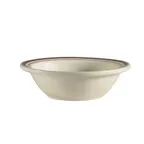 image of CAC China AZ-11 Fruit Dish, 5 oz, 4-3/4" dia x 1" H, Narrow Rim, Ceramic, Brown Rim - Dozen