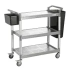 image of CACChina BTUC-19GY 3-Tier Utility Cart 40-1/8"L x 19-3/4"W x 37-3/4"H 400 lbs Polypropylene Black BPA‑Free