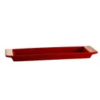 image of CAC China F-3S-R Fortune Tray – 12" L x 3-1/2" W x 3/4" H, Red Porcelain, Dishwasher Safe – 1 Dozen