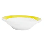 image of CAC China R-11-Y Rainbow Fruit Dish, 4-3/4oz, 4-3/4" Dia, 1" H, Round Yellow Ceramic - Dozen