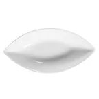 image of CACChina SHA-V3 Side Dish Plate, 2-1/2 Oz., Oval Boat, Porcelain White, Dishwasher Safe - Dozen