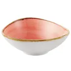 image of CAC China TUS-TB5-CRL Bowl 6 Oz. 4-3/4"x4-3/8" x1-3/4" Triangular Porcelain Coral Glaze - Dozen