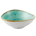 image of CACChina TUS-TB5-TQS Triangular 6oz Turquoise Porcelain Bowl 4-3/4"x4-3/8"x1-3/4" Safe - Dozen