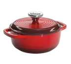 image of Lodge EC1D43 1.5-Qt Cast Iron Dutch Oven, 9-1/8" Dia x 4-1/10" H, Red, Induction, 500°F Oven Safe