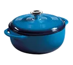 image of Lodge EC4D33 Dutch Oven, 4.5 Qt, 11", Cast Iron Enamel, Blue, Induction, 500°F Oven Safe