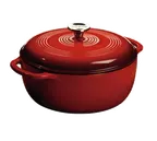 image of Lodge EC4D43 Dutch Oven – 4.5‑Qt Red Cast Iron, 11" X 5‑5/8" H, Induction‑Ready, Oven‑Safe To 500°F