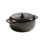 image of Lodge EC6D18 Dutch Oven – 6 Qt, 11-3/5" Dia x 6" H Iron, Black Enamel, Induction, 500°F Oven Safe