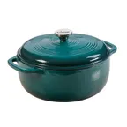 image of Lodge EC6D38 Dutch Oven – 6 Qt Iron, Blue 11‑3/5" Dia x 6" H, Induction Oven Safe 500°F, Dishwasher