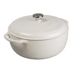 image of Lodge EC7D13 Dutch Oven, 7.5‑Qt, 12" White Enameled Cast Iron, Induction‑Ready, Oven‑Safe 500°F