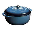 image of Lodge EC7D33 Dutch Oven, 7.5‑Qt, 12" Round, Blue Enameled Cast Iron, Induction, 500°F Oven Safe