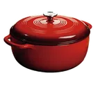 image of Lodge EC7D43 Dutch Oven – 7.5‑Qt 12" Cast Iron, Red Enamel, Induction, Oven‑Safe to 500°F