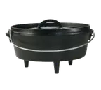 image of Lodge L10CO3 Camp Dutch Oven – 4 Qt, 11" Dia x 6.8" H, Black Cast Iron Lid, Fire Safe