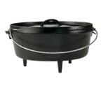image of Lodge L12CO3 Camp Dutch Oven - 6 Qt 13-1/4" Dia × 7-3/8" H, Black Cast Iron, Camp - Made in USA