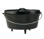 image of Lodge L12DCO3 Camp Dutch Oven 8‑Qt, 13‑2/5" Dia × 8‑3/5" H, Black Cast Iron, Seasoned, Tripod Ready