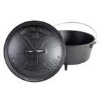 image of Lodge L12DCOYW Yellowstone Camp Dutch Oven, 8‑Qt, 13" Diameter, Black Cast Iron, Induction Ready