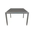 image of Oak Street OD-TK3636-G Square Outdoor Table 36" x 36" Gray Teak Top, Steel Base Silver Finish, Nylon Glides