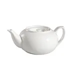 image of CAC China 101-TPW-2 Lincoln Teapot, 32 Oz 8" L x 3-1/2" W x 5" H, Bone White Porcelain Lid - 1 Dozen