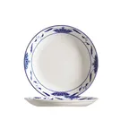 image of CAC China 103-21C Blue Lotus Plate, 12" Round Coupe Porcelain, Blue/White, Dishwasher Safe - Dozen
