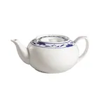 image of CACChina 103-TPW-2 - Blue Porcelain Teapot, 32 Oz 8"L x 3-1/2"W x 5"H, Blue Lid, Safe - 1 Dozen