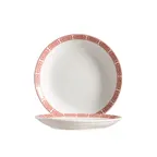 image of CAC China 105-16C Red Gate Plate, 10" Dia x 1-1/4" H, Coupe Rim, Porcelain Red/Bone White - Dozen