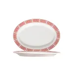 image of CAC China 105-61 Red Gate Platter - 16" L x 11-1/8" W x 1-3/8" H Porcelain Red/Bone Rolled - Dozen