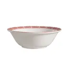 image of CAC China 105-84 Red Gate Noodle Bowl, 36 Oz., 8" Dia., 2-3/4" H, Porcelain, Red/Bone White - Dozen