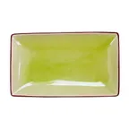 image of CAC China 666-33-G Japanese Platter, 5" x 3-1/2" x 1", Rectangular, Stoneware, Golden Green, 1 Dozen