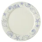 image of CACChina ATC-21-AW Atlantic Plate, 12" Dia x 1-1/4" H, Ceramic, Blue/White, Dishwasher Safe - Dozen