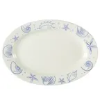 image of CAC China ATC-51-AW Oval Platter 15"L x 10-1/4"W x 1-1/2"H Ceramic Blue Dishwasher Safe - Dozen