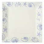 image of CAC China ATC-SQ21-AW Square Plate, 12" x 12" x 1" Ceramic, Blue Rim/White, Dishwasher - Dozen