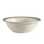 image of CAC China AZ-10 Grapefruit Bowl, 6-3/8" x 1-3/4", Ceramic, Brown Rim, Brown Speck, White-1 Dozen
